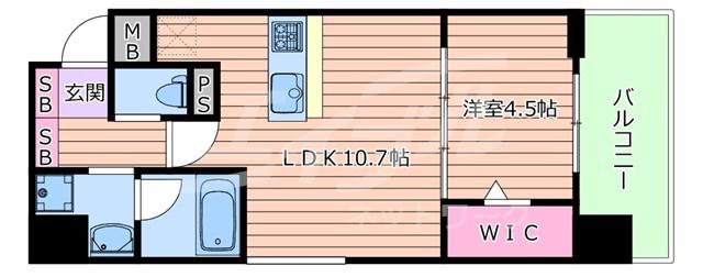 アプリーレ大阪城北(1LDK/3階)の間取り写真