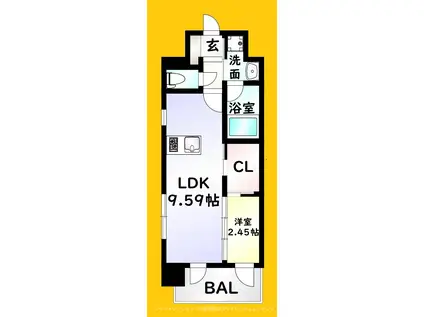 プレジデンス ざ 三萩野(1LDK/4階)の間取り写真