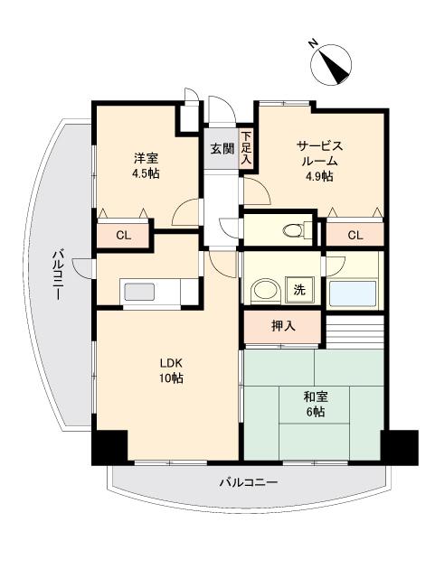 カールトンプラザ川崎(2SLDK/9階)の間取り写真