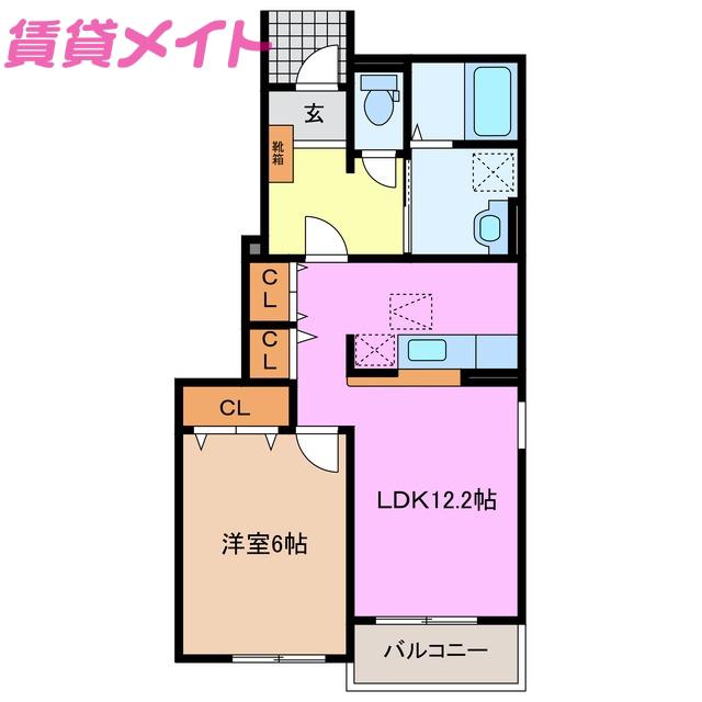 ピュア・フォレストI(1LDK/1階)の間取り写真