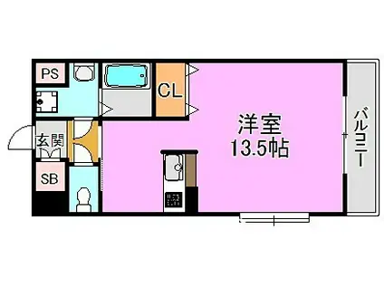 ロータリーマンション長田東(ワンルーム/6階)の間取り写真