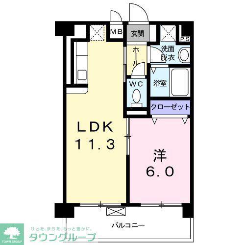 横網 リバーイースト(1LDK/5階)の間取り写真