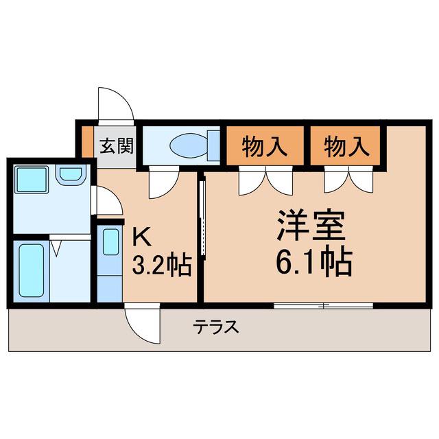 ＪＲ阪和線 紀伊駅 徒歩31分 2階建 築18年(1K/1階)の間取り写真