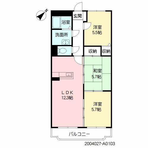 グランヒルズ永利(3LDK/1階)の間取り写真