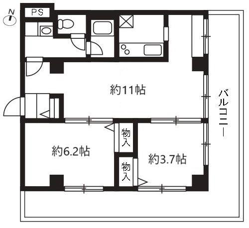 アールスリー川越(2LDK/4階)の間取り写真