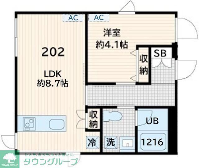 FULLEA奥沢(1LDK/2階)の間取り写真