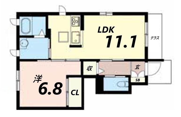 シャーメゾンフルール(1LDK/1階)の間取り写真