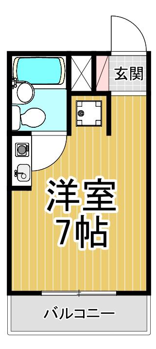 甲子園上鳴尾シティハウス(ワンルーム/2階)の間取り写真