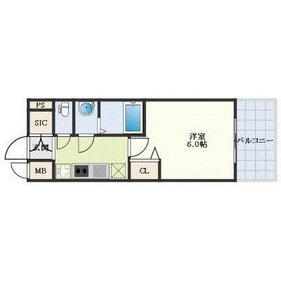 ディアレイシャス金山(1K/9階)の間取り写真