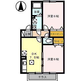 シュガーコート(2DK/1階)の間取り写真
