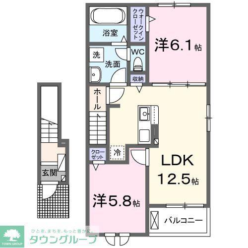 メゾン・シュシュII(2LDK/2階)の間取り写真