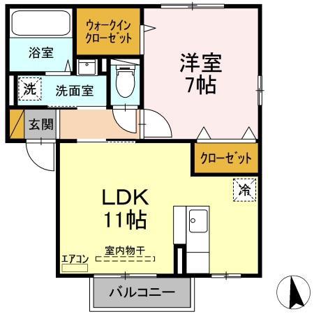 グランモア東台(1LDK/2階)の間取り写真