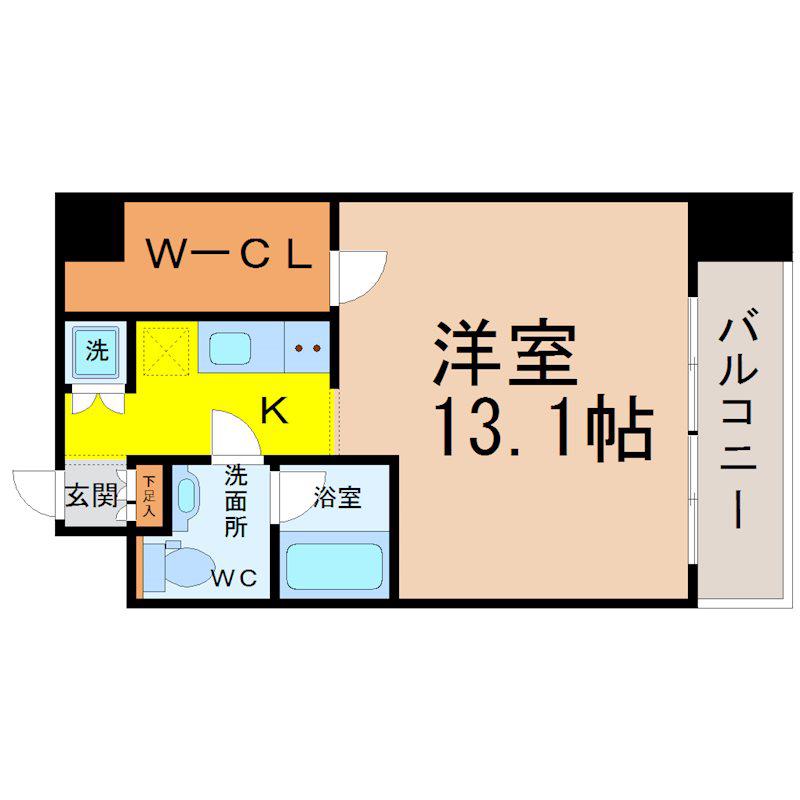 エルブ浄心(1K/8階)の間取り写真