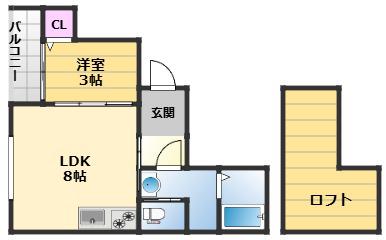 QHOUSE桑原(1LDK/2階)の間取り写真
