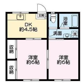 パークハイツたちばな(2DK/1階)の間取り写真