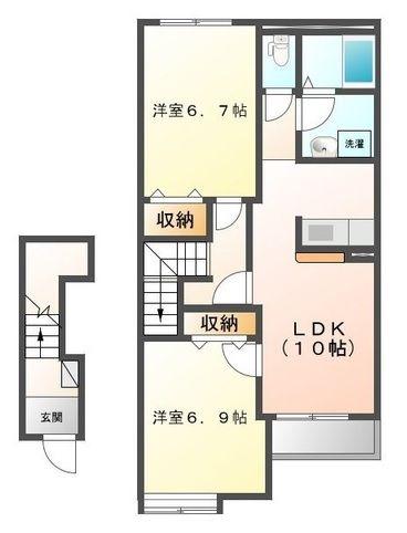 ベル・グラース(2LDK/2階)の間取り写真