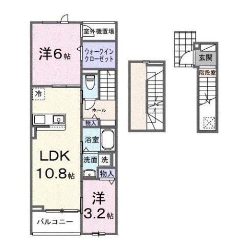 メゾン・ド・ヴィラI(2LDK/3階)の間取り写真