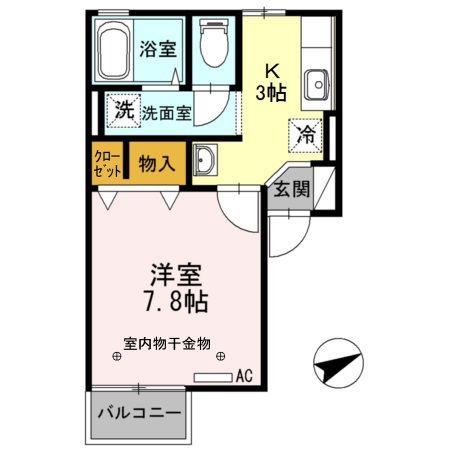 カーサグランビア(1K/2階)の間取り写真