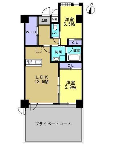 トレステーラ住吉町(2LDK/1階)の間取り写真