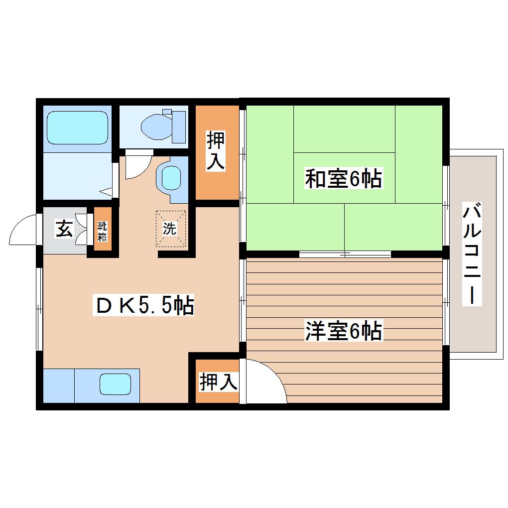 STハイツ西多賀(2DK/1階)の間取り写真