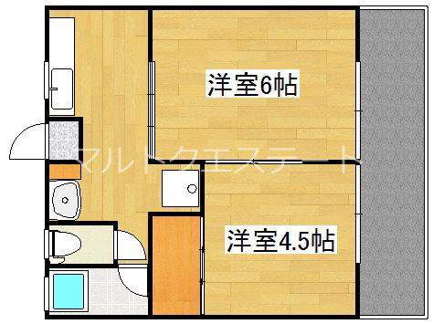 コーポわかば(2K/1階)の間取り写真