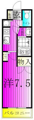 プレジオⅢ(1K/2階)の間取り写真