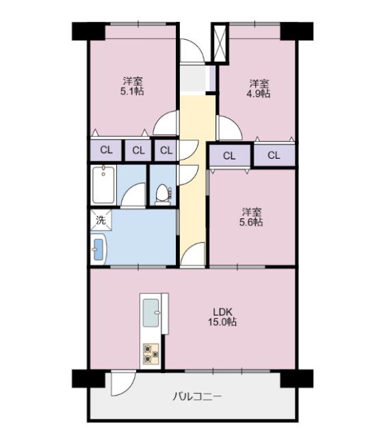 エスポワール(3LDK/5階)の間取り写真