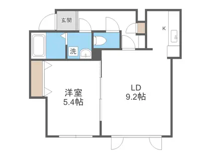 エスペランサ宮(1LDK/2階)の間取り写真
