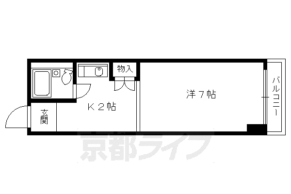 パインフィールド北白川I.II.III(1K/1階)の間取り写真