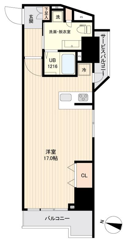 SIDEONE(ワンルーム/14階)の間取り写真