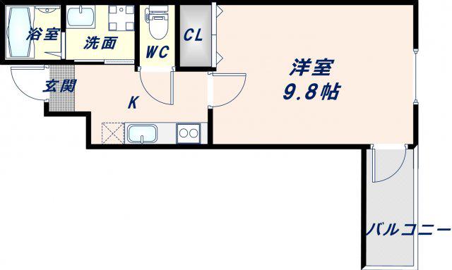 フジパレス高井田西III番館(1K/2階)の間取り写真