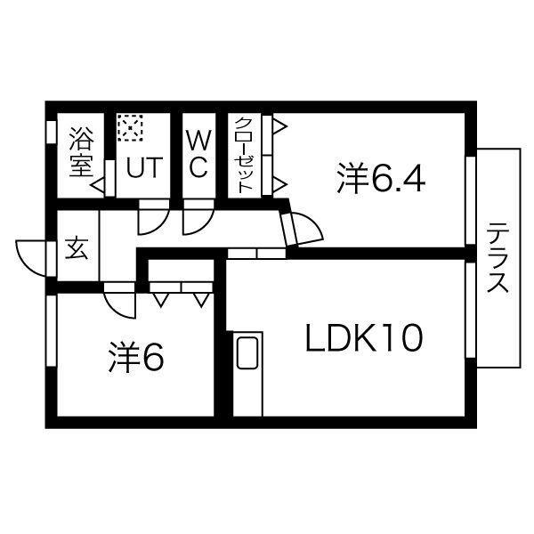 ソフィア八田B棟(2LDK/2階)の間取り写真