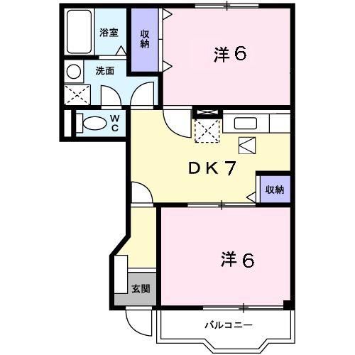 ヴィラーゼン(2DK/1階)の間取り写真