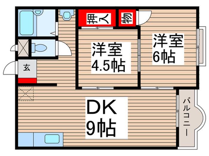 JUNエリールA(2DK/1階)の間取り写真