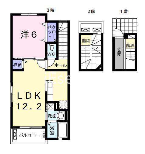 イースト・グレイス(1LDK/3階)の間取り写真