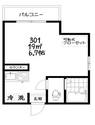 インベスト品川15(ワンルーム/3階)の間取り写真
