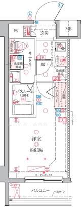 クレヴィスタ横浜綱島(1K/2階)の間取り写真