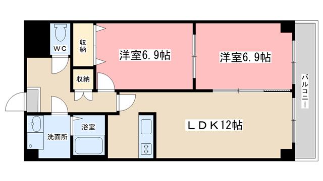 グレースコート洛(2LDK/4階)の間取り写真