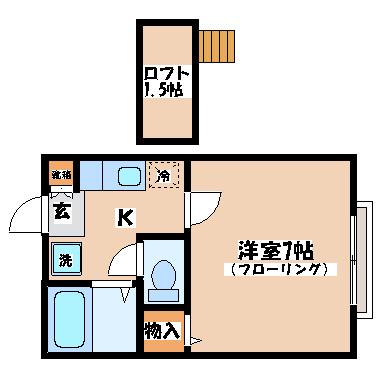 トゥインクルコート富沢(1K/1階)の間取り写真
