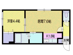 REVIA OTARU(1LDK/1階)の間取り写真