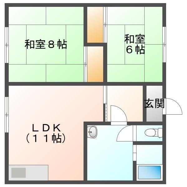 第五緑荘(2LDK/1階)の間取り写真