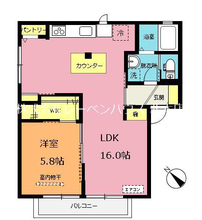 リモーネA棟(1LDK/1階)の間取り写真