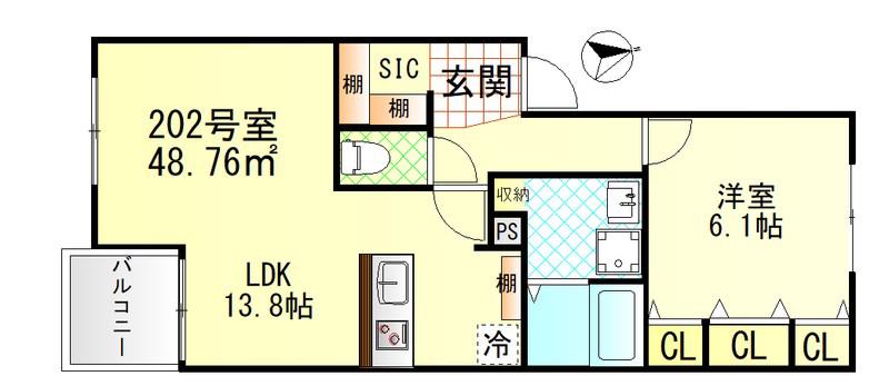 ヴィラージュ戸塚Ⅰ(1LDK/2階)の間取り写真