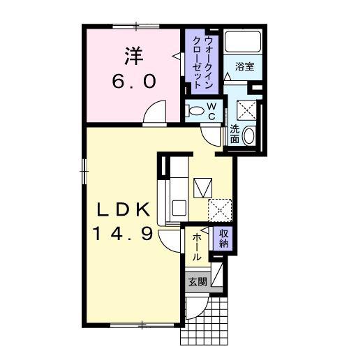ハイムチョコラート(1LDK/1階)の間取り写真