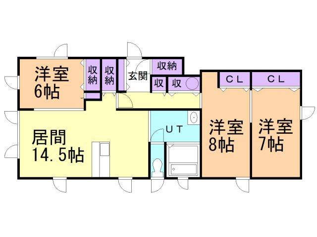 室蘭市輪西町1丁目32-11戸建(3LDK/1階)の間取り写真