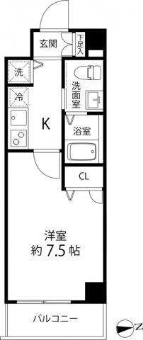 蓮根レジデンス(1K/4階)の間取り写真