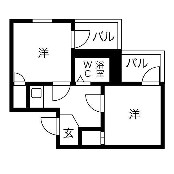 アメニティ新大阪4番館(2K/2階)の間取り写真