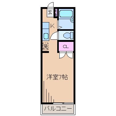 フェリシモK(1K/2階)の間取り写真