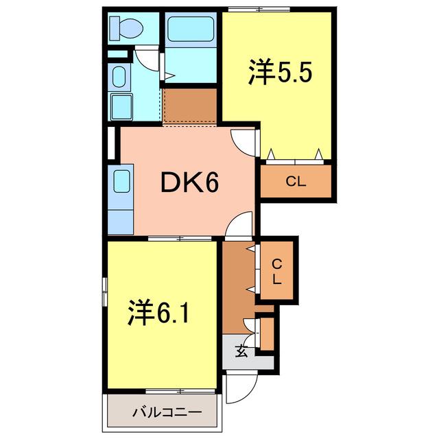 グリーンハイツA(2DK/1階)の間取り写真