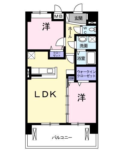 オーベルコート(2LDK/5階)の間取り写真